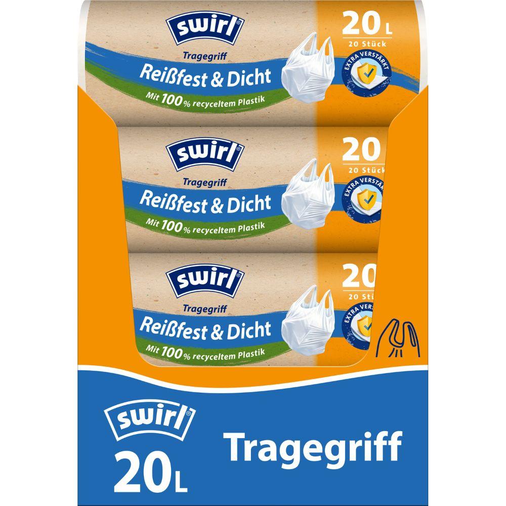 Swirl Tragegriff-Müllbeutel 20 l Reißfest & Dicht | Rolle (20 Beutel)-3