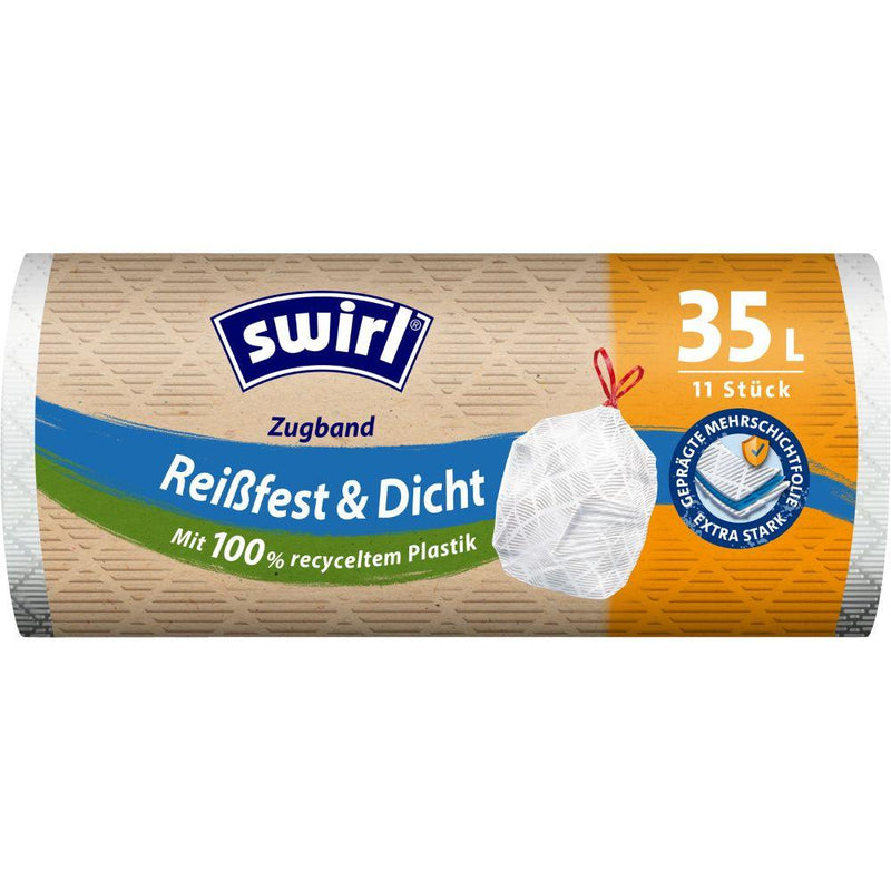 Swirl Zugband- Müllbeutel 60 l Reißfest & Dicht | Rolle (8 Beutel)-zoom-