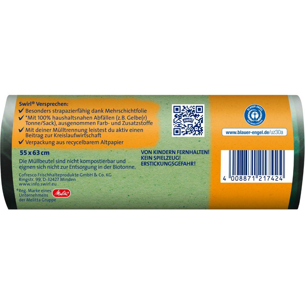 Swirl Öko-Müllbeutel mit Zugband 35 l Reißfest & Dicht | Rolle (12 Beutel)