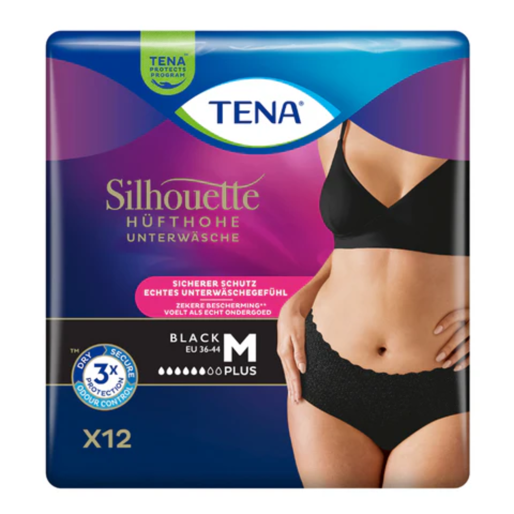 TENA Silhouette Plus Black Inkontinenzslips Gr. M | Packung (12 Stück)-zoom-1