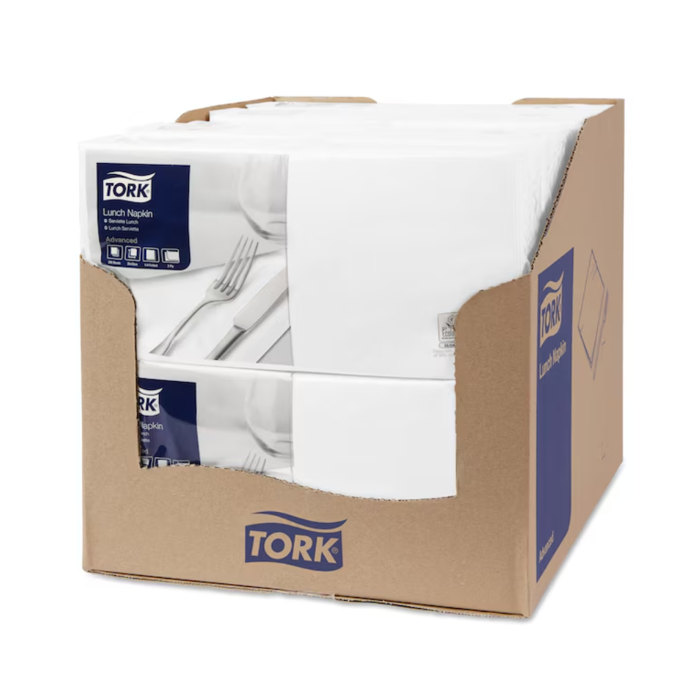 Tork 477149 Lunchservietten Weiß Advanced 1/4-Falz 2-lagig | Karton (10 Packungen)-3