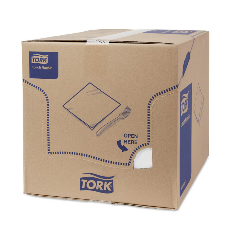 Tork 477149 Lunchservietten Weiß Advanced 1/4-Falz 2-lagig | Karton (10 Packungen)-zoom-
