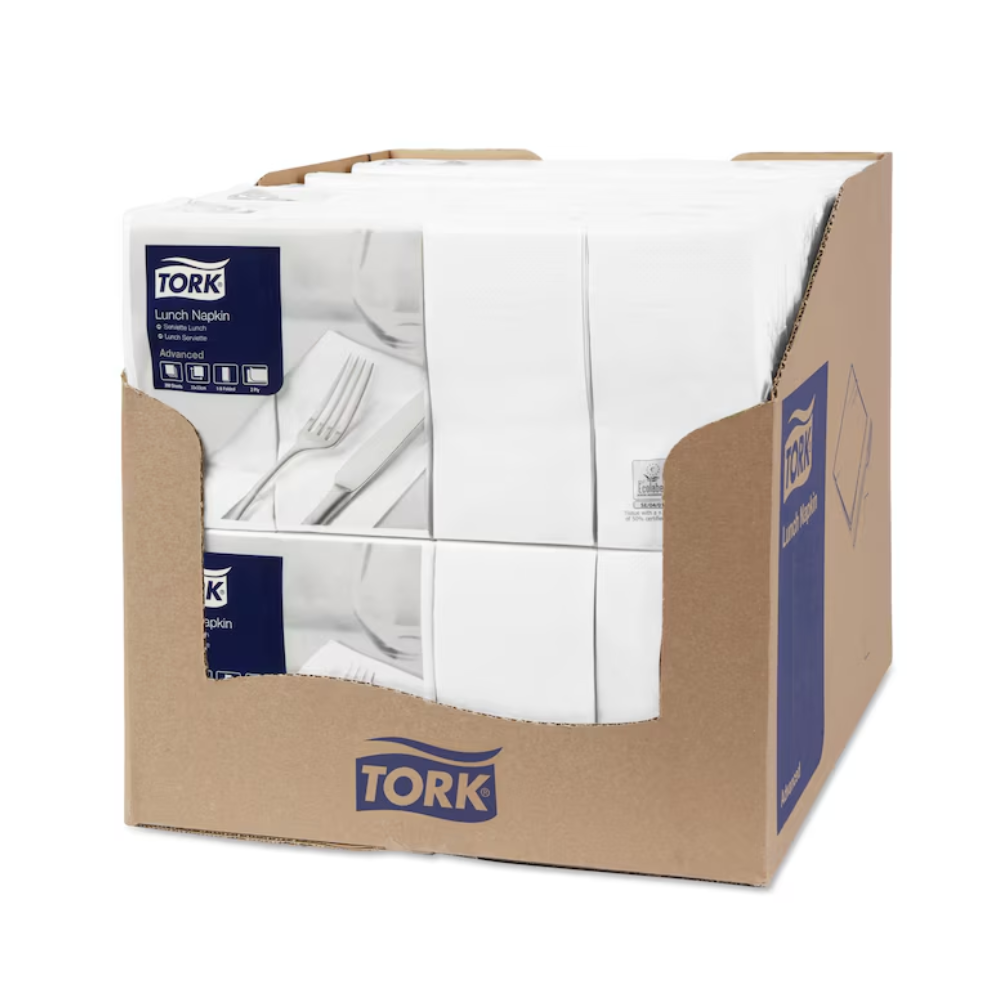 Tork 477402 Lunchservietten Weiß 1/8-Falz 2-lagig | Karton (10 Packungen)-3