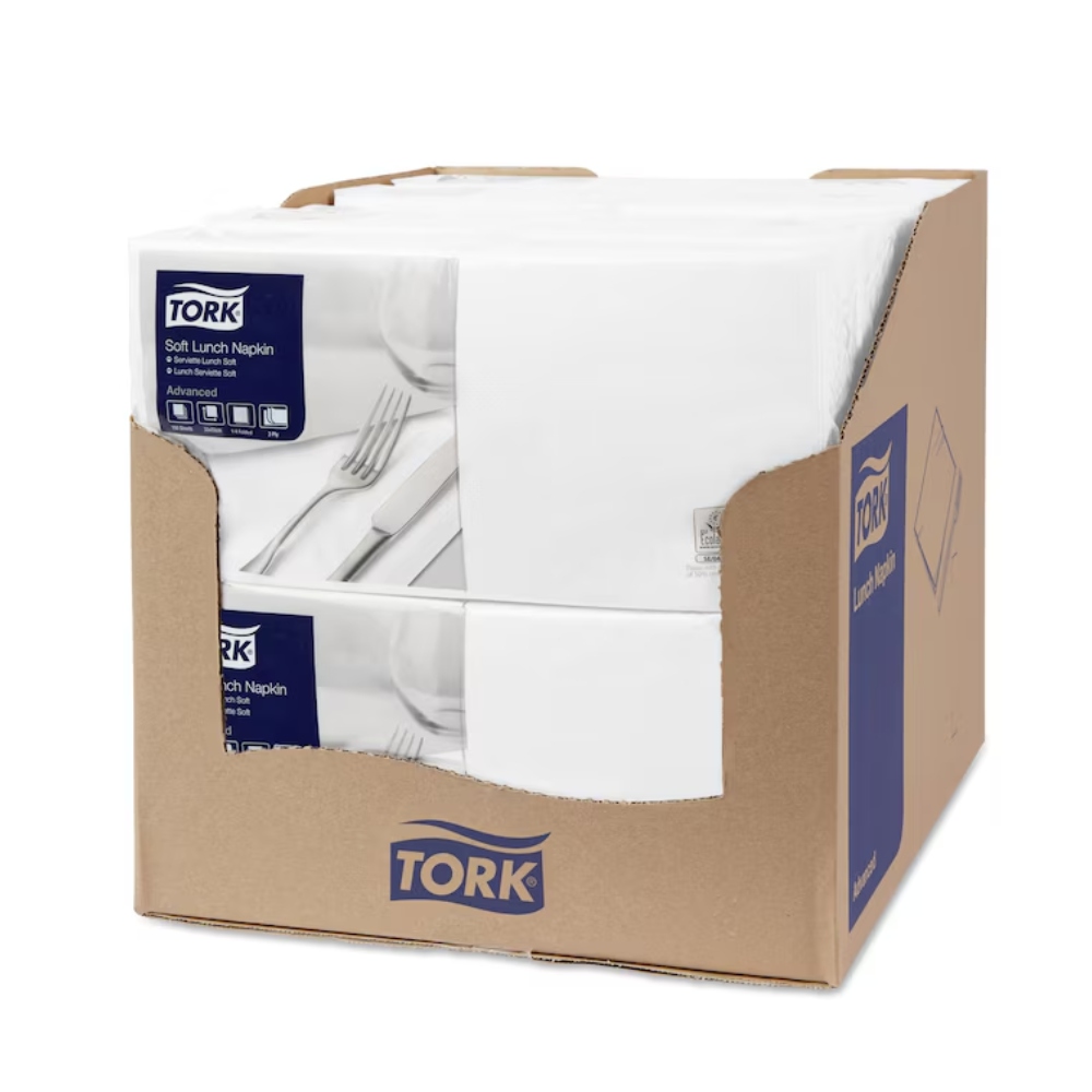 Tork 477414 Soft Lunchservietten Weiß Advanced 3-lagig | Karton (10 Packungen)-zoom-5