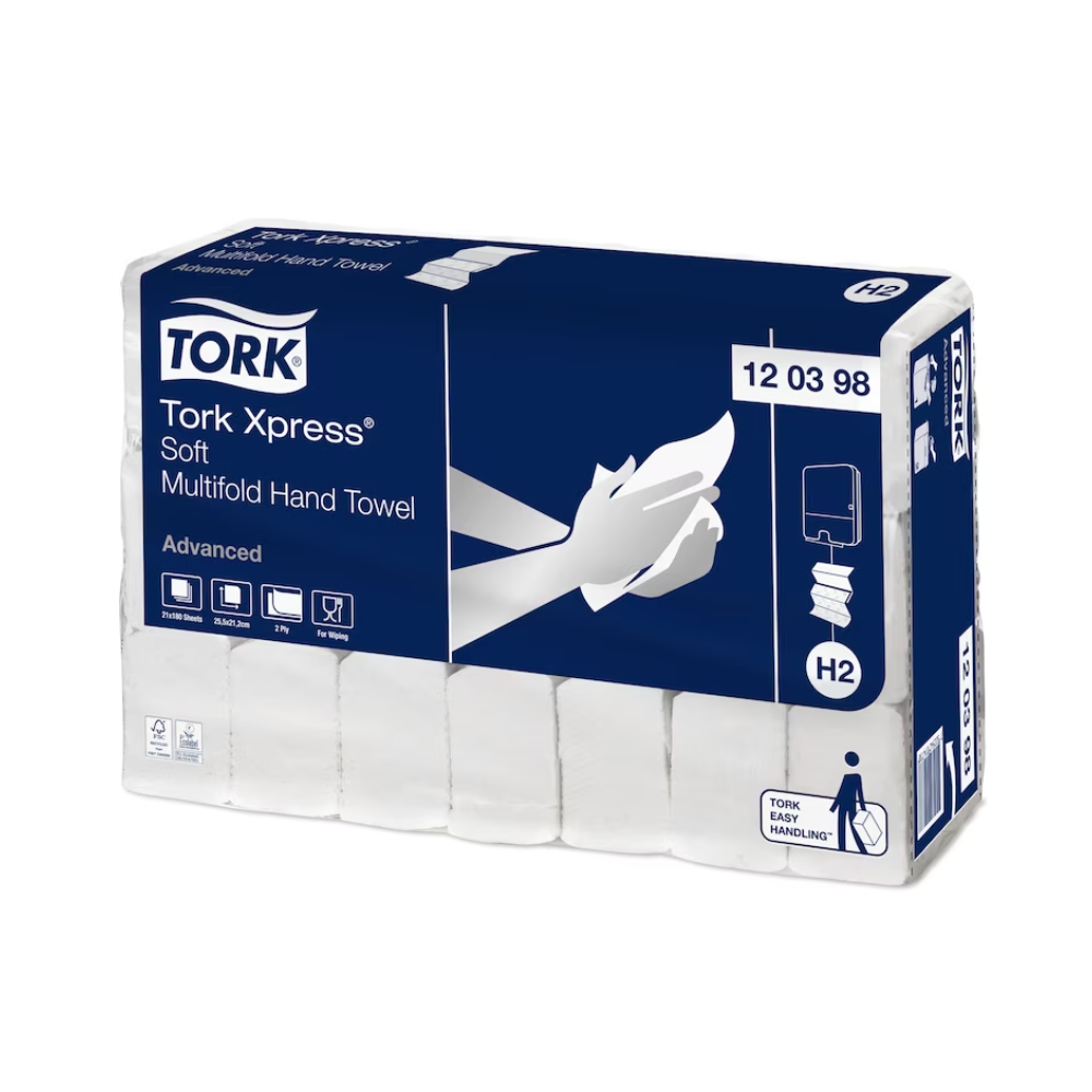 Tork Xpress® 120398 weiche Multifold-Handtücher Advanced H2 2-lagig 25,6cm | Karton (21 Packungen)-1