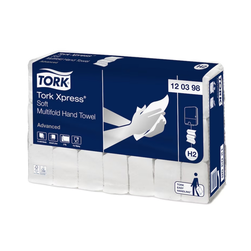 Tork Xpress® 120398 weiche Multifold-Handtücher Advanced H2 2-lagig 25,6cm | Karton (21 Packungen)-zoom-