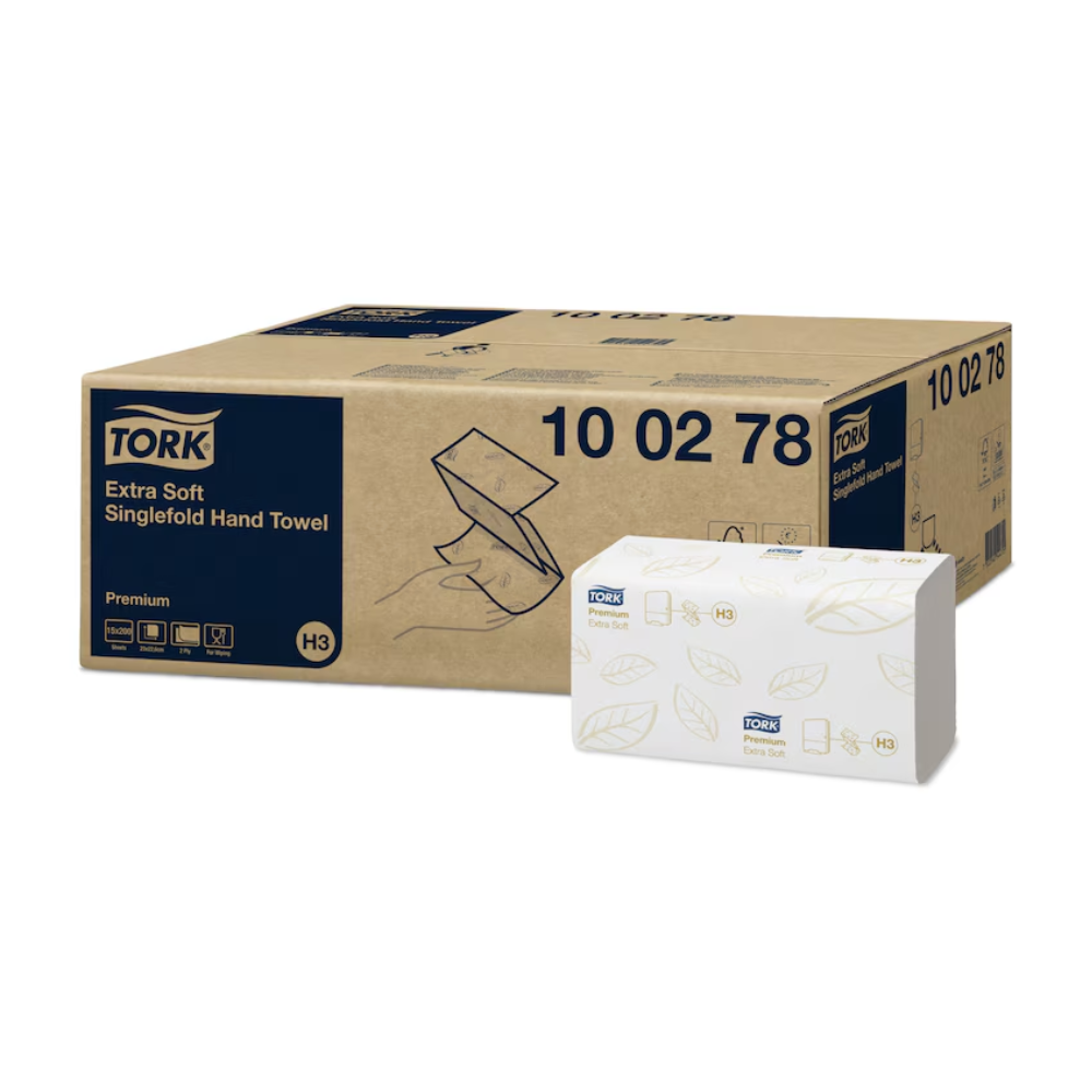 Tork 100278 extraweiche Zickzack-Handtücher Premium H3 2-lagig | Karton (15 Packungen)-1