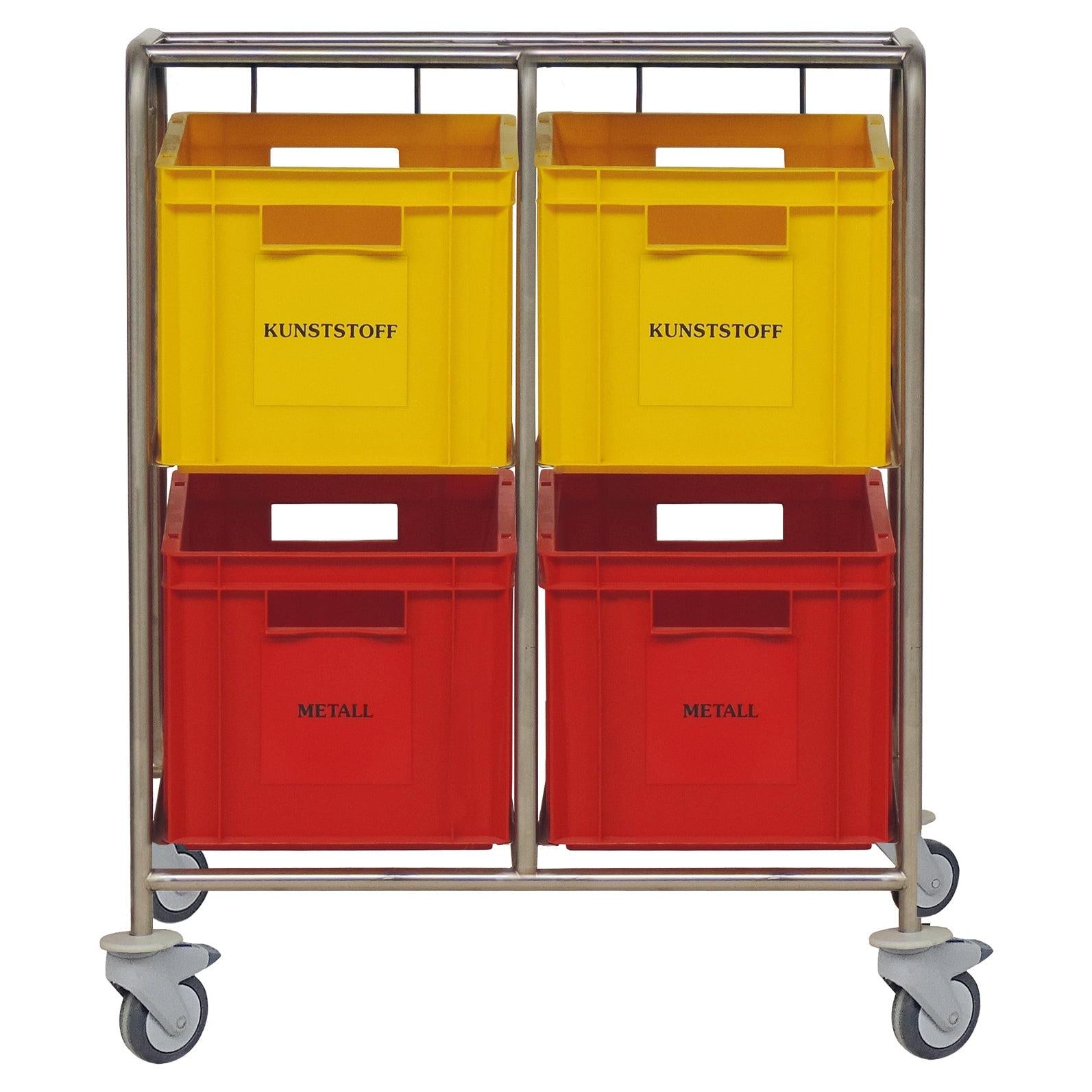 Novocal Wertstoffsammler mit farbigen Kunststoffkästen  Rahmen: Edelstahl Auflageschienen: Edelsta | Packung (1 Stück)-1