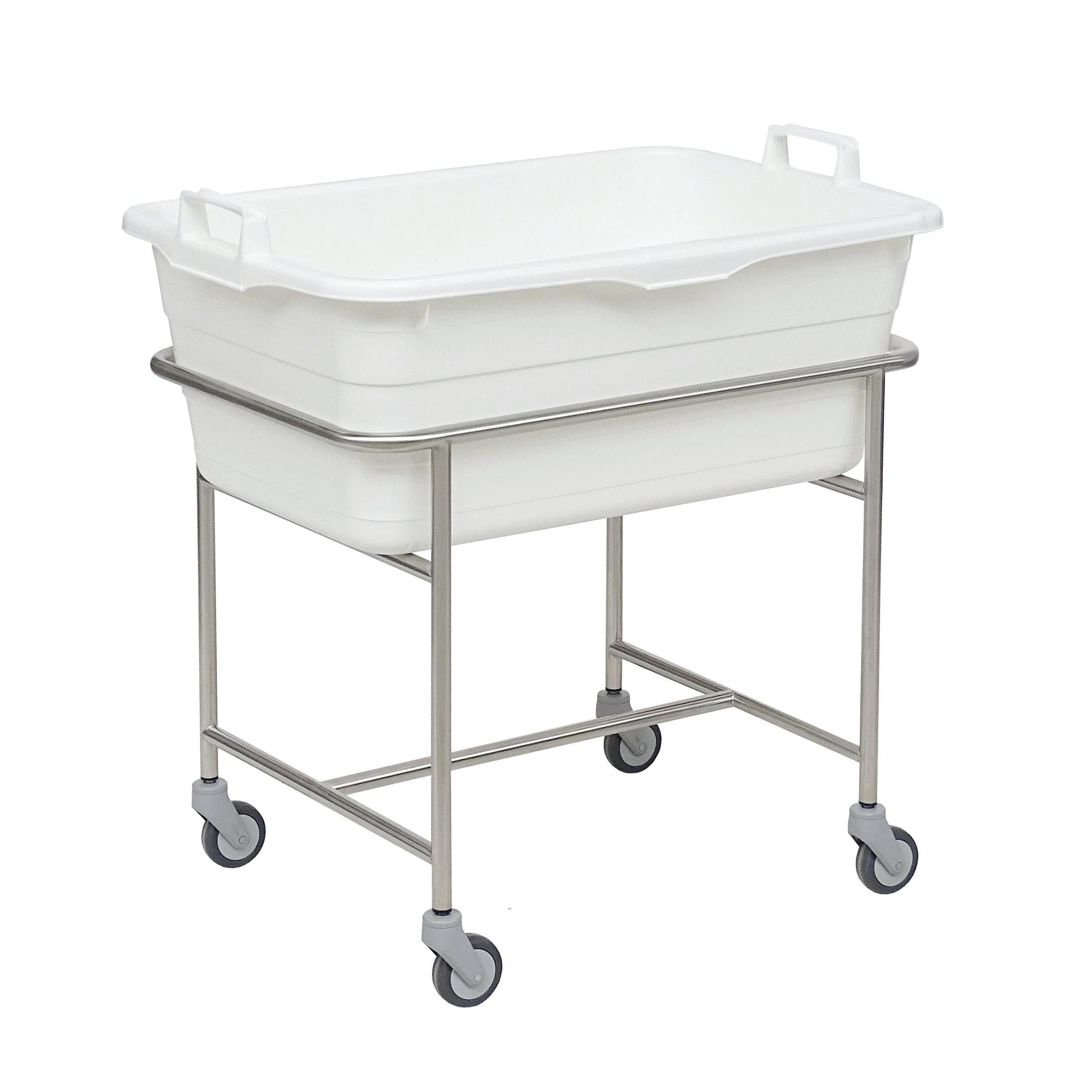 Novocal Edelstahl-Fahrgestell 4 Leichtlauflenkrollen Ø 75 mm - mit Kunststoffwanne   Inhalt: 90 Li | Packung (1 Stück)-1