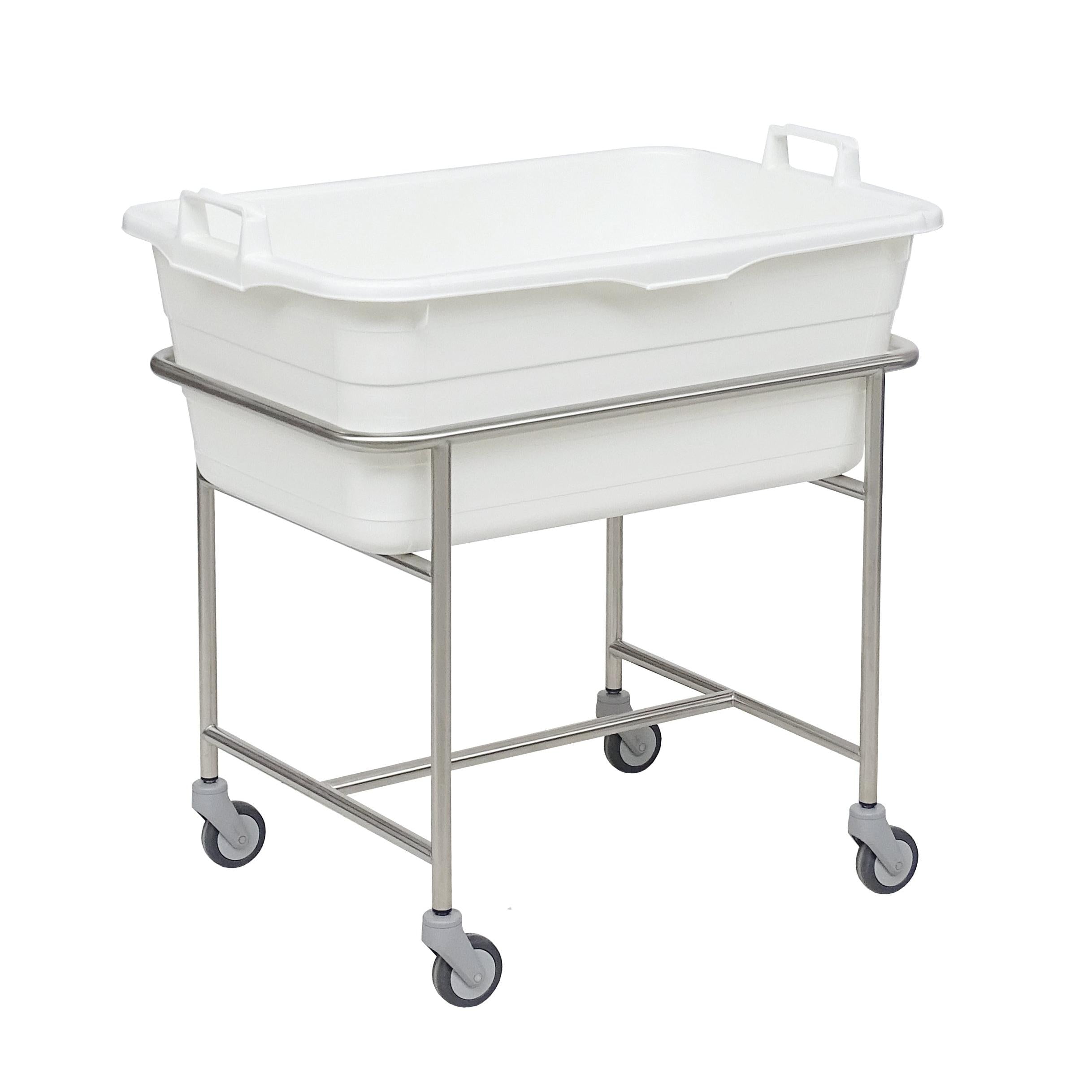 Novocal Edelstahl-Fahrgestell 4 Leichtlauflenkrollen Ø 75 mm - mit Kunststoffwanne   Inhalt: 90 Li | Packung (1 Stück)-zoom-1