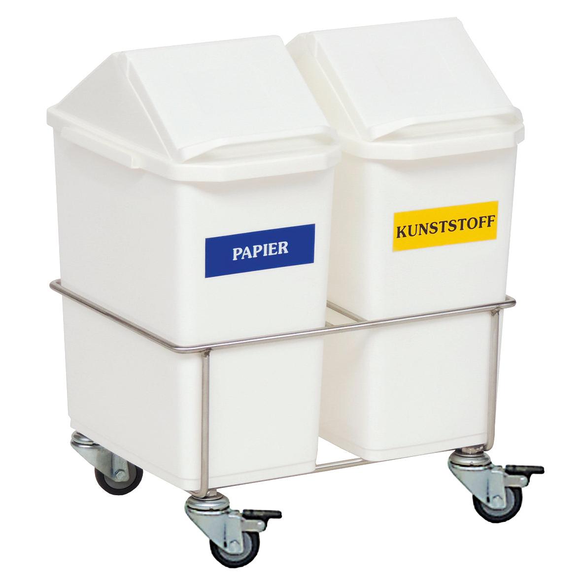 Novocal Zimmer-Wertstoffsammler Zweifachsammler Fahrgestell aus Edelstahl komplett ausgestattet mi | Packung (1 Stück)-1
