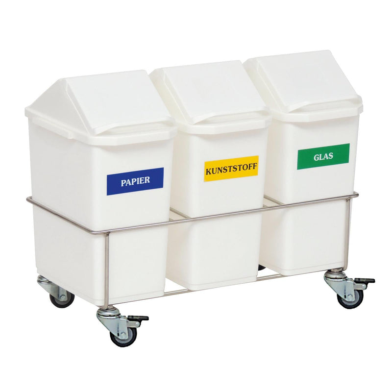 Novocal Zimmer-Wertstoffsammler Dreifachsammler Fahrgestell aus Edelstahl komplett ausgestattet mi | Packung (1 Stück)-zoom-
