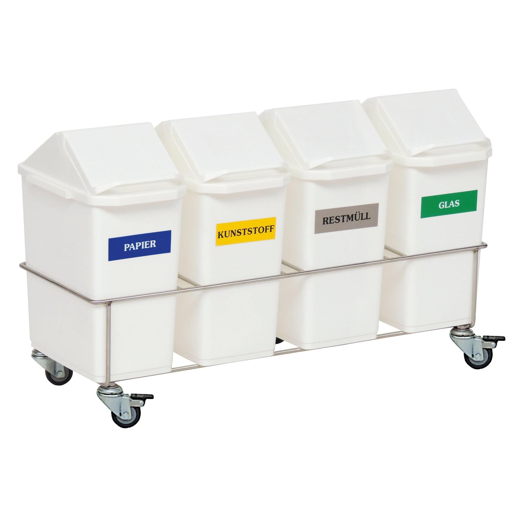 Novocal Zimmer-Wertstoffsammler Vierfachsammler Fahrgestell aus Edelstahl komplett ausgestattet mi | Packung (1 Stück)-zoom-1