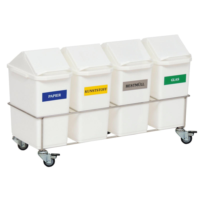 Novocal Zimmer-Wertstoffsammler Vierfachsammler Fahrgestell aus Edelstahl komplett ausgestattet mi | Packung (1 Stück)-zoom-