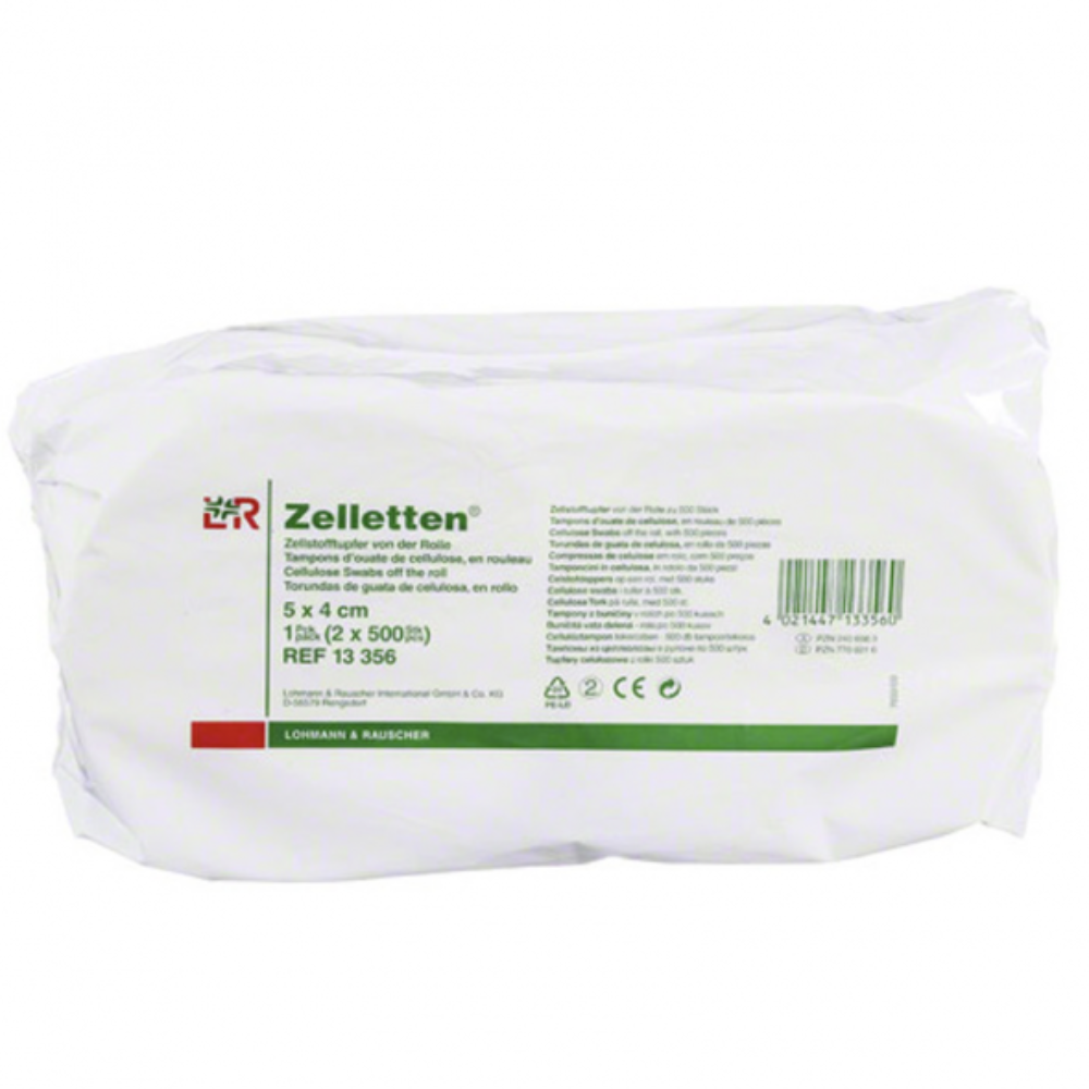 Lohmann & Rauscher Zelletten® Zellstoff-Tupfer unsteril 5 x 4 cm, 2 x 500 Stück | Packung (2 Stück)
