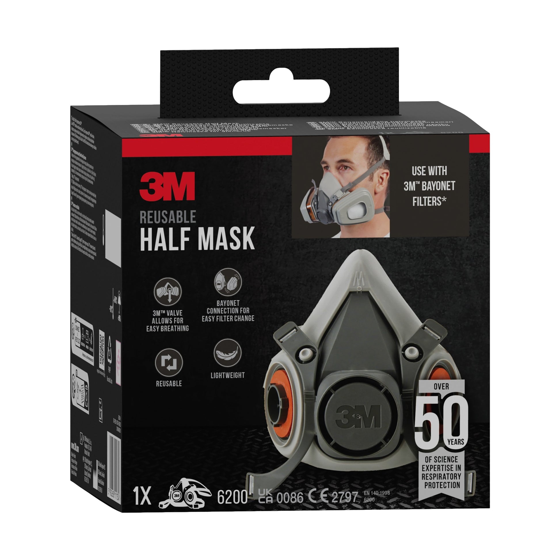 3M™ Halbmasken-Gehäuse 6200 wiederverwendbar, mittelgroß | Packung (1 Stück)-4