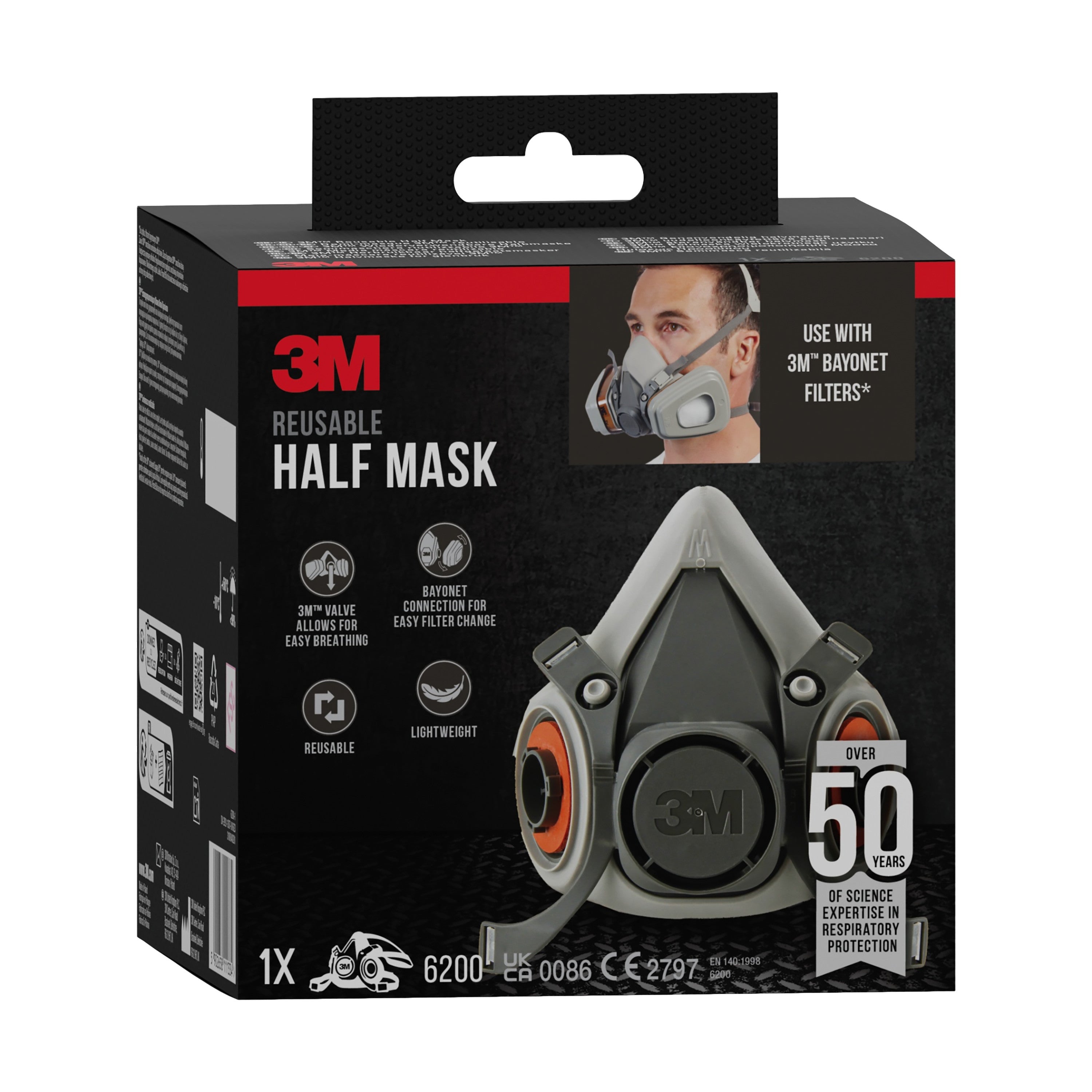 3M™ Halbmasken-Gehäuse 6200 wiederverwendbar, mittelgroß | Packung (1 Stück)-zoom-4