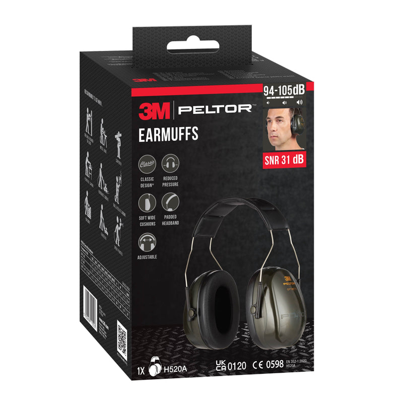 3M™ PELTOR™ Optime™ II Kapselgehörschutz H520A, SNR-Wert 31 dB, Grün | Packung (1 Stück)-zoom-