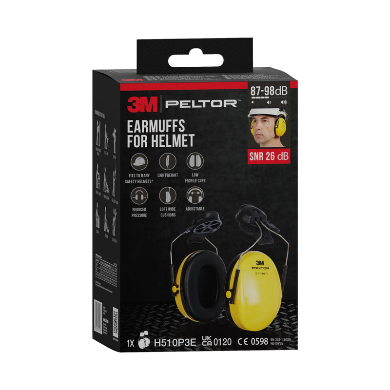 3M™ PELTOR™ Optime™ I Kapselgehörschutz für Schutzhelm H510P3E, SNR-Wert 26 dB, Gelb | Packung (1 Stück)-zoom-