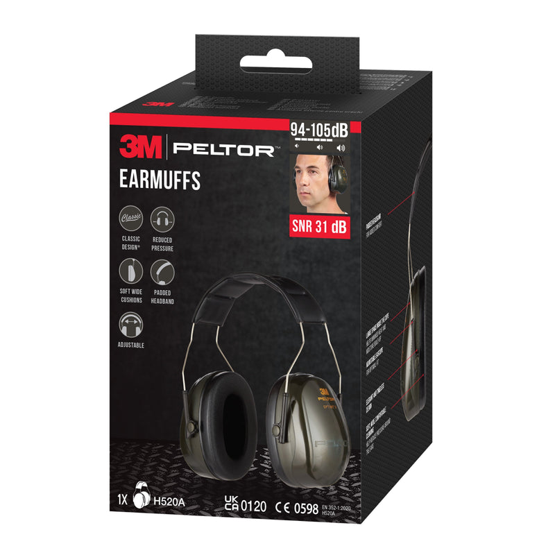 3M™ PELTOR™ Optime™ II Kapselgehörschutz H520A, SNR-Wert 31 dB, Grün | Packung (1 Stück)-zoom-