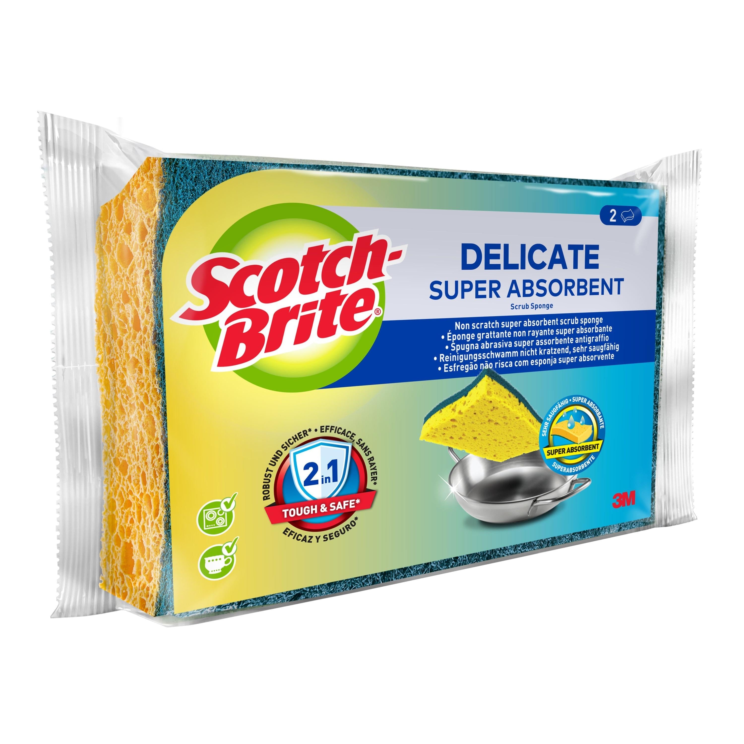 Scotch-Brite® Delicate nicht kratzender Naturfaser-Reinigungsschwamm, 2 Stück pro Packung | Packung (1 Stück)-zoom-7