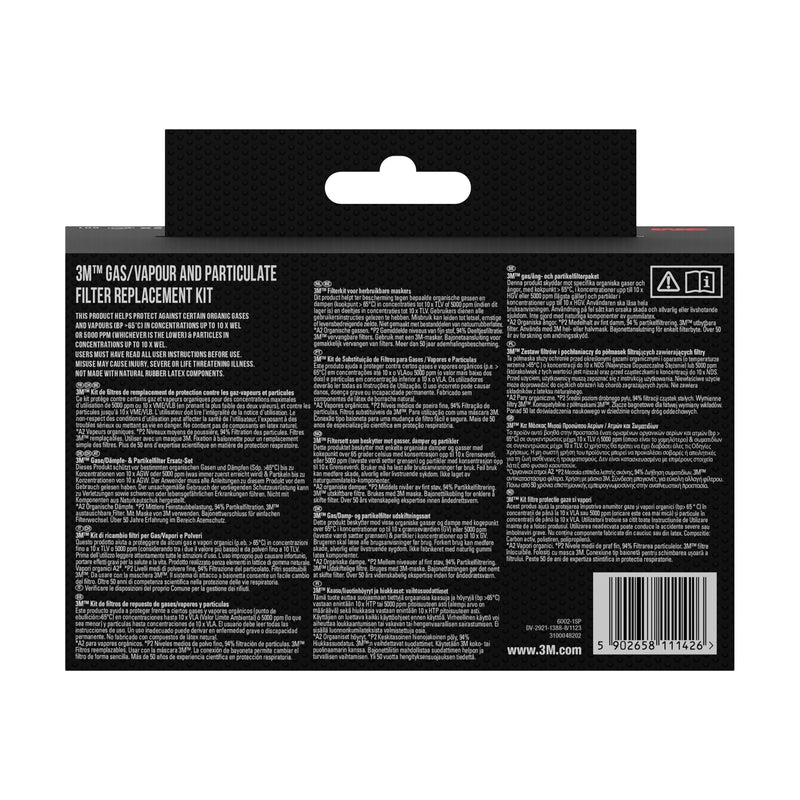 3M™ Filtersatz 6002-1, A2P2 organische Dämpfe (2x6055, 2x5925, 2x501) | Packung (1 Stück)-zoom-