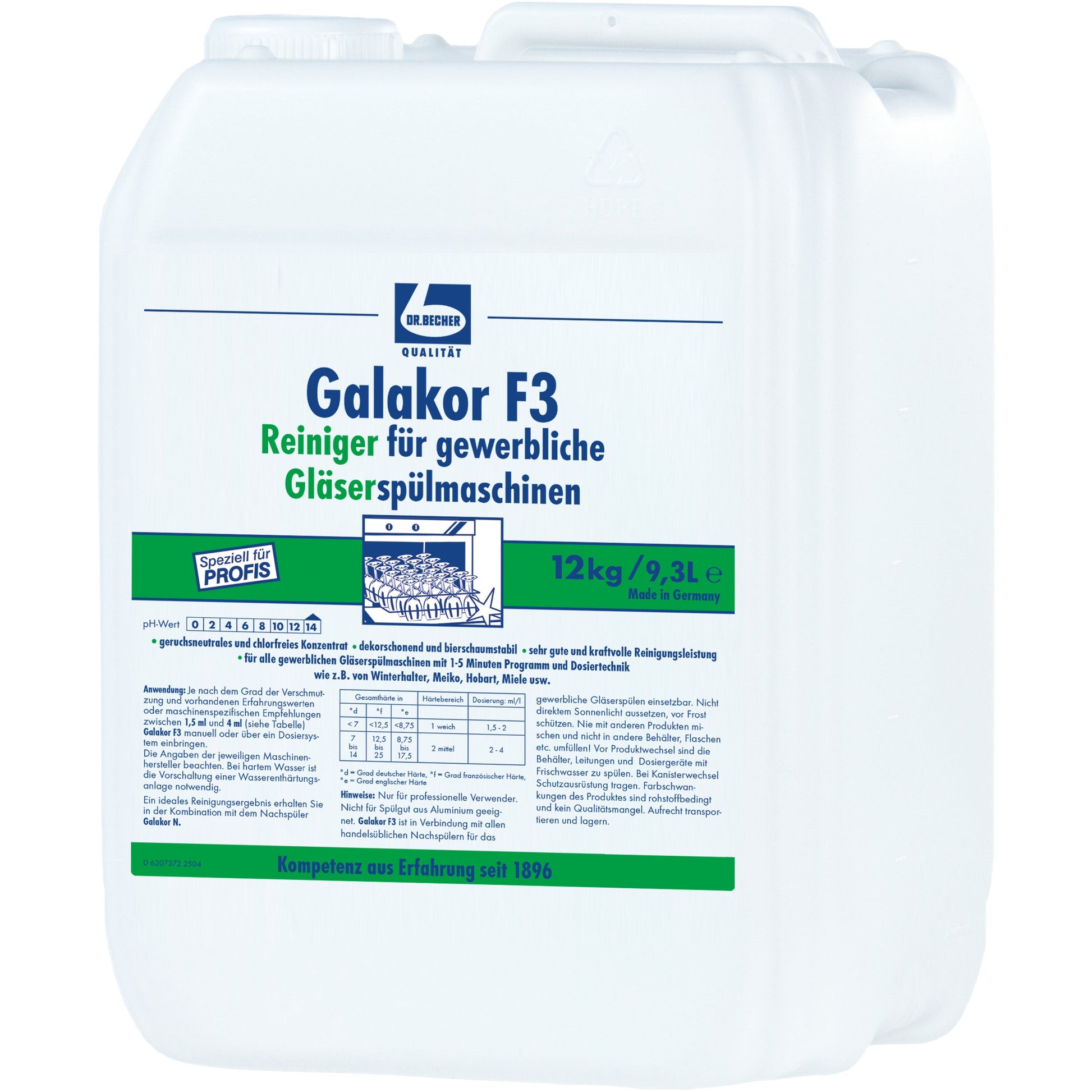 Dr. Becher Galakor F3 Glasspülmaschinen-Reiniger - 12 kg Kanister | Kanister (9300 ml)-1