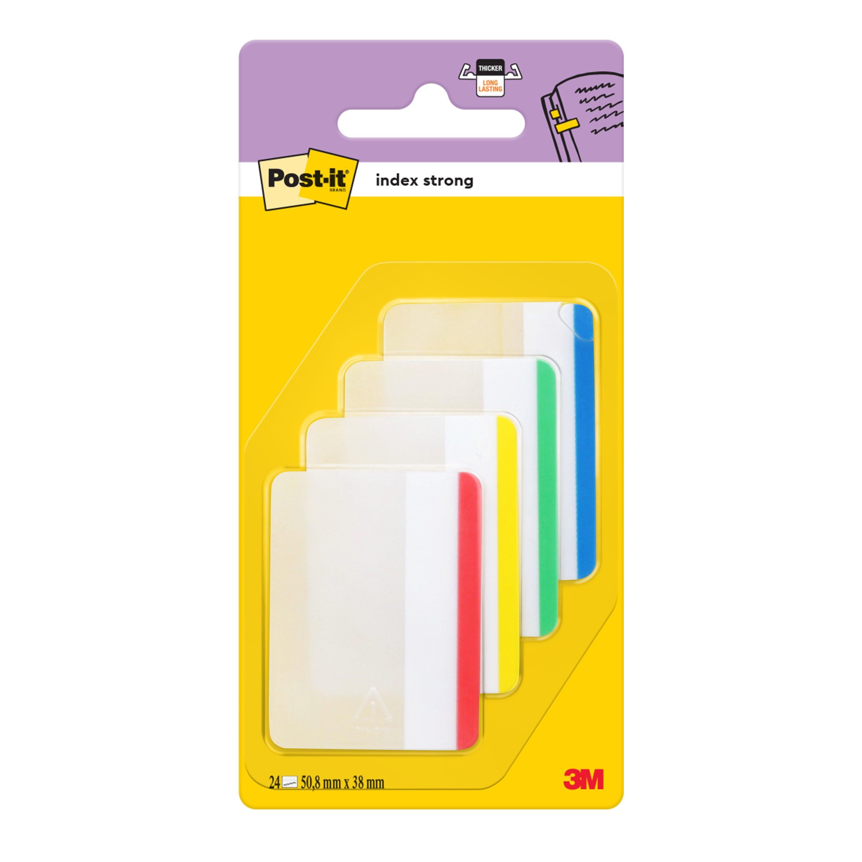 Post-it® Index Strong Ablagetabs, Groß, Verschiedene Farben, 50.8 mm x 38.1 mm, 24 Haftstreifen/Spender, 1 Spender/Packung | 1 Stück