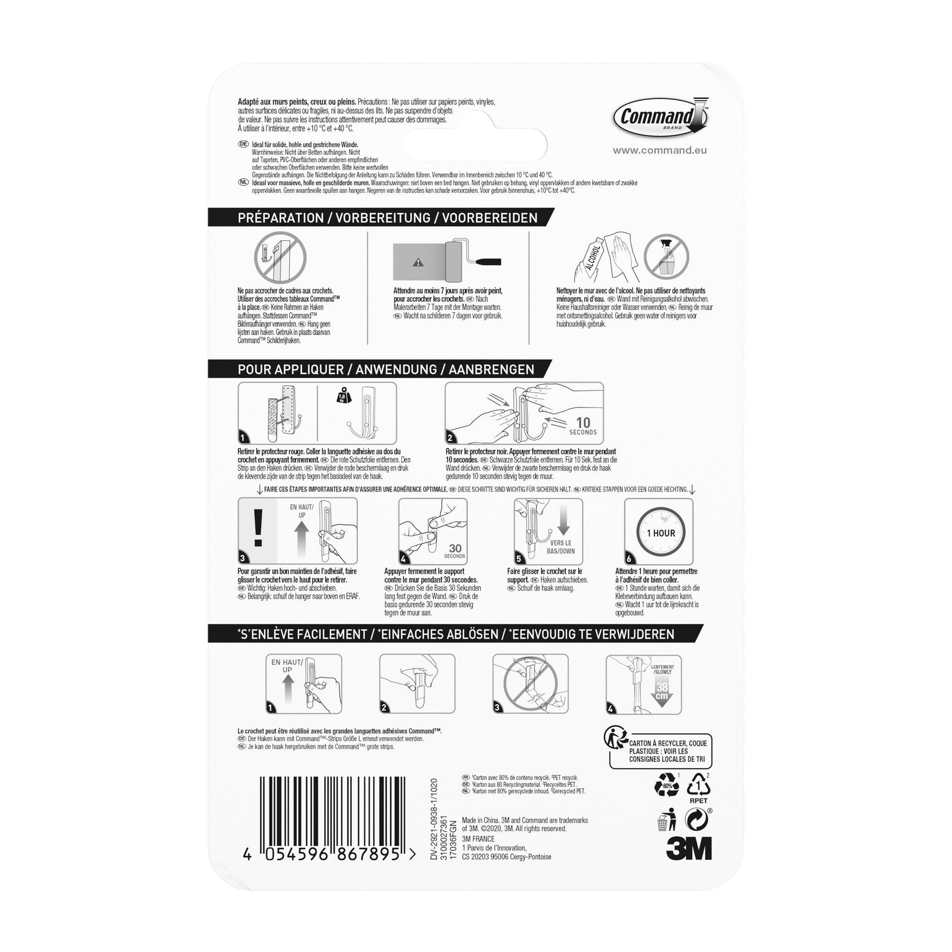 Großer Command™ Doppelhaken in gebürstetem Nickel, 17036, 1 Haken, 1 Strip | Packung (1 Stück)-4