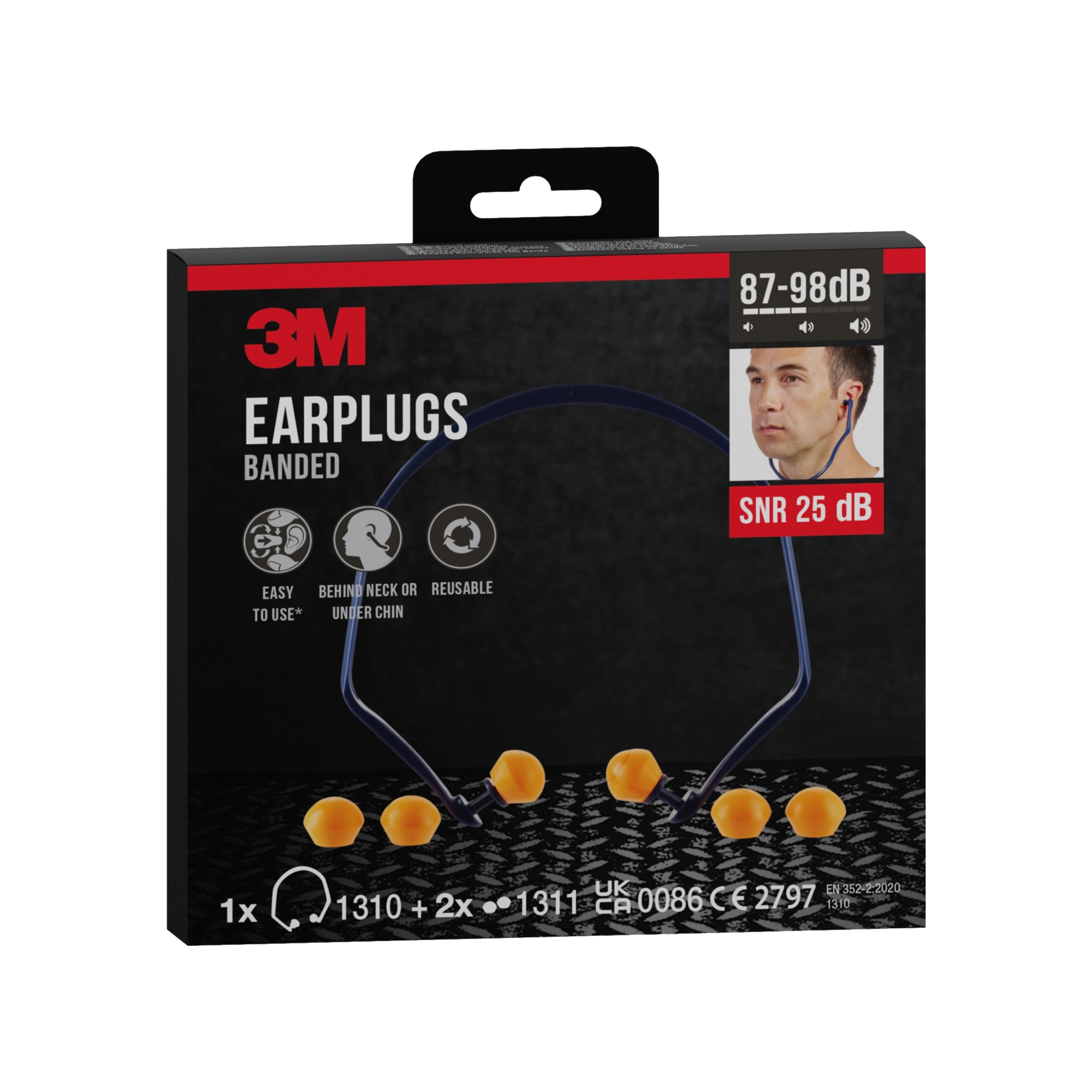 3M™ Bügelgehörschutz 1310 + 2 Paar Ersatzstöpsel, SNR-Wert 24 - 25 dB (je nach Trageposition), Orange, 1BE+2PRRP/Packung | Packung (1 Stück)-zoom-9