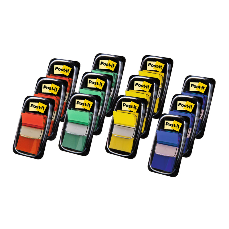 Post-it® Index Haftstreifen, Standard, Verschiedene Farben, 25.4 mm x 43.2 mm, Promotion, 50 Haftstreifen/Spender, 10 Spender + 2 Gratis/Packung | Packung (1 Set)-zoom-