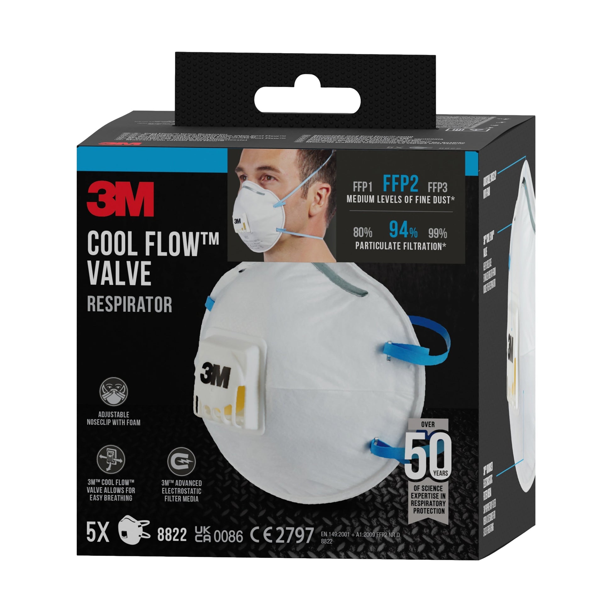 3M™ Cool Flow™ Partikelmaske 8822, FFP2, mit Ventil-22