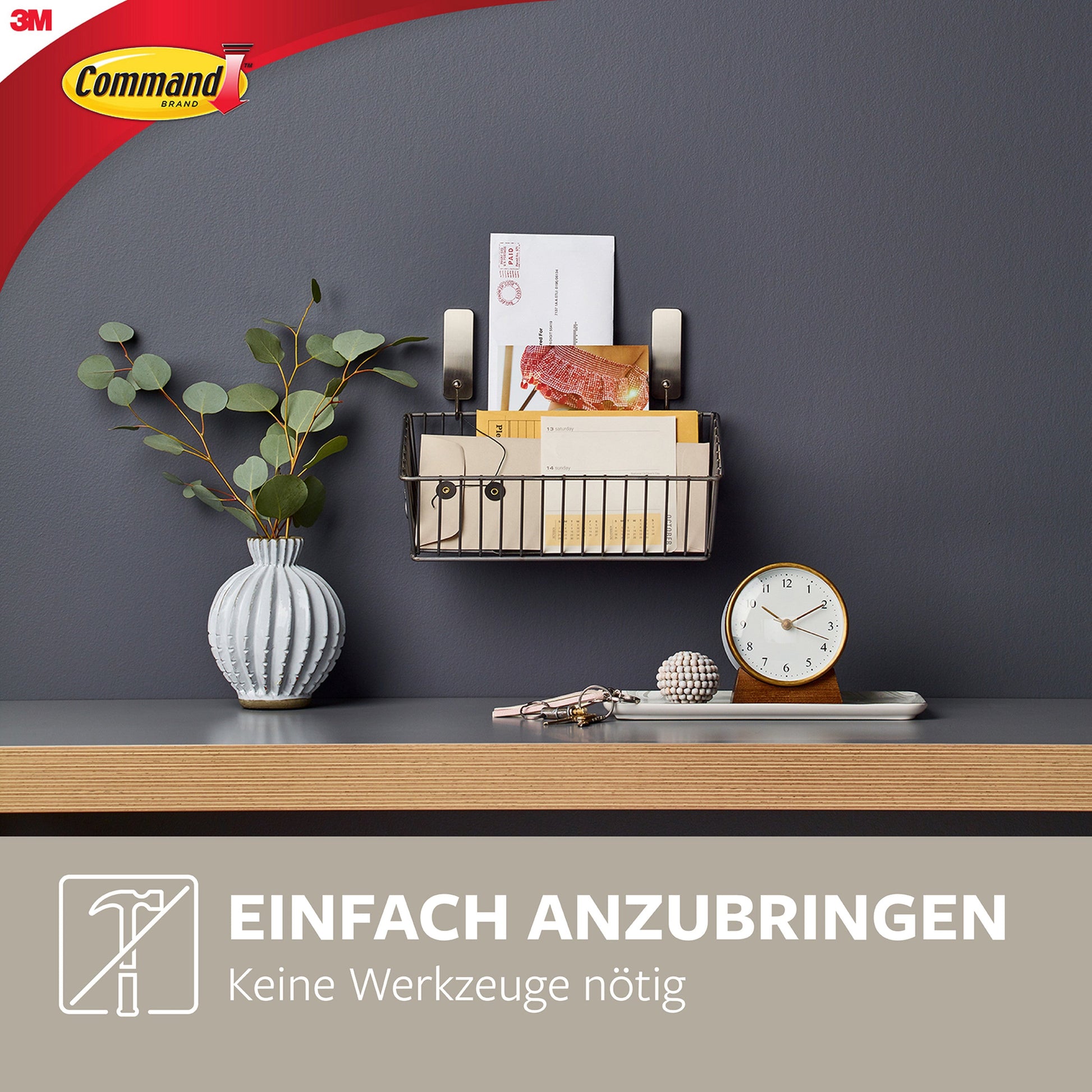 Mittelgroßer Command™ Metallhaken in gebürstetem Nickel, 17034, 1 Haken, 2 Strips | Packung (1 Stück)-4