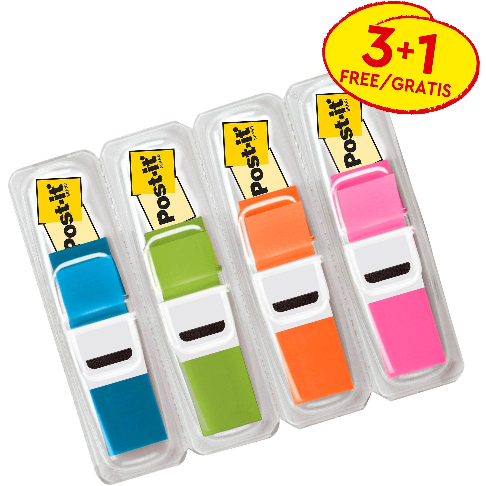 Post-it® Index Haftstreifen, Mini, Transluzente Farben, 11.9 mm x 43.2 mm, Promotion, 35 Haftstreifen/Spender, 3 Spender + 1 Gratis/Packung | 1 Stück-3