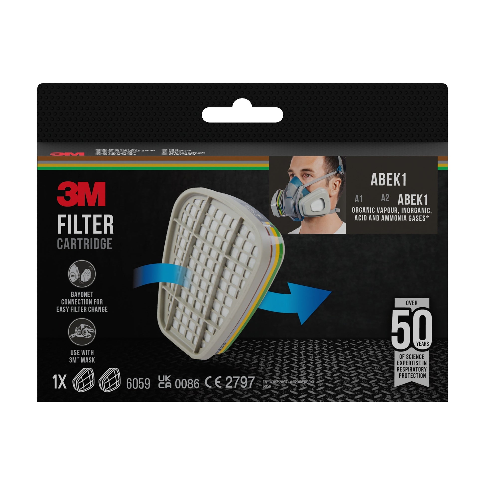 3M™ Filterpatrone 6059, ABEK1-Kombinationsfilter, 1 Paar/Packung | Packung (1 Stück)-1
