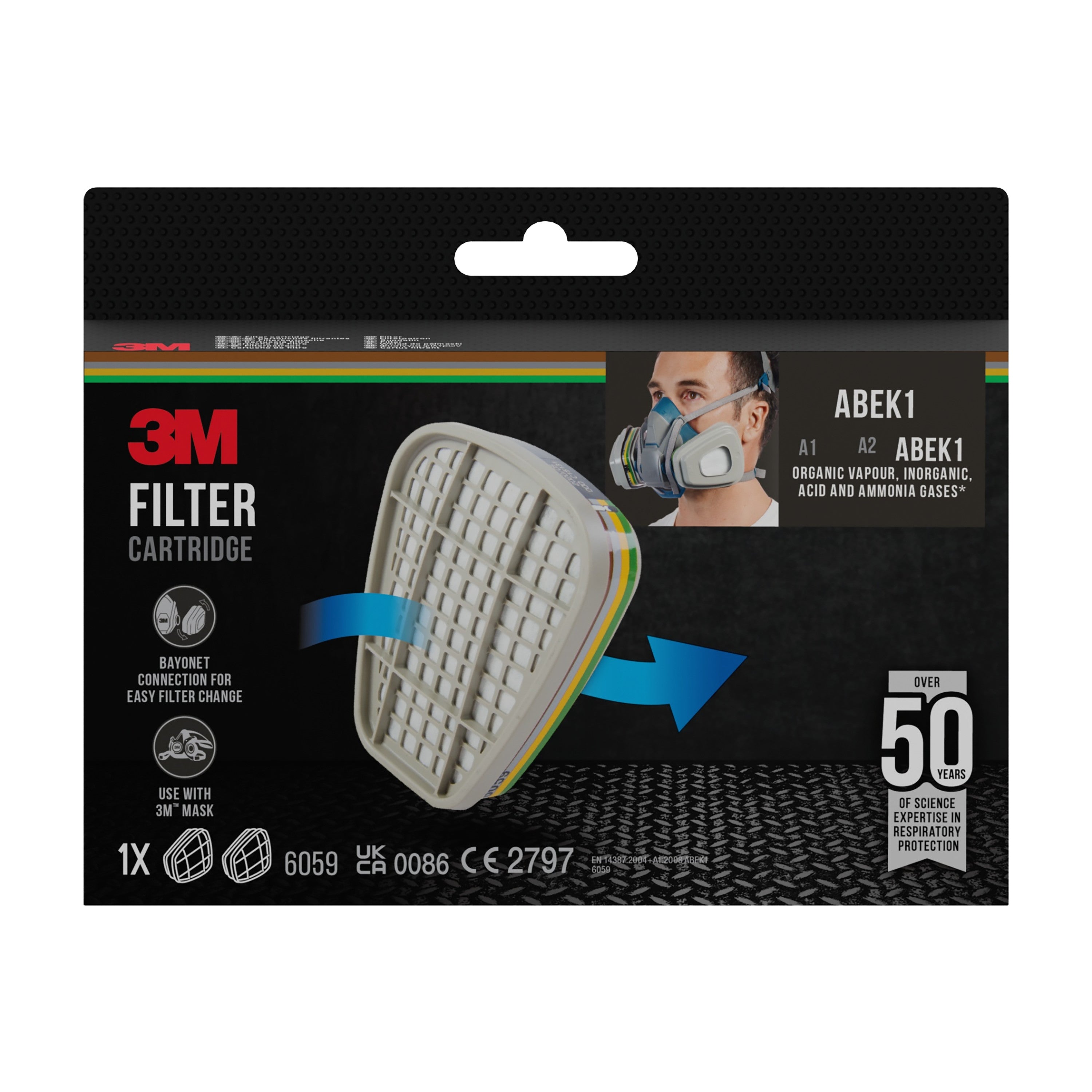 3M™ Filterpatrone 6059, ABEK1-Kombinationsfilter, 1 Paar/Packung | Packung (1 Stück)-zoom-1