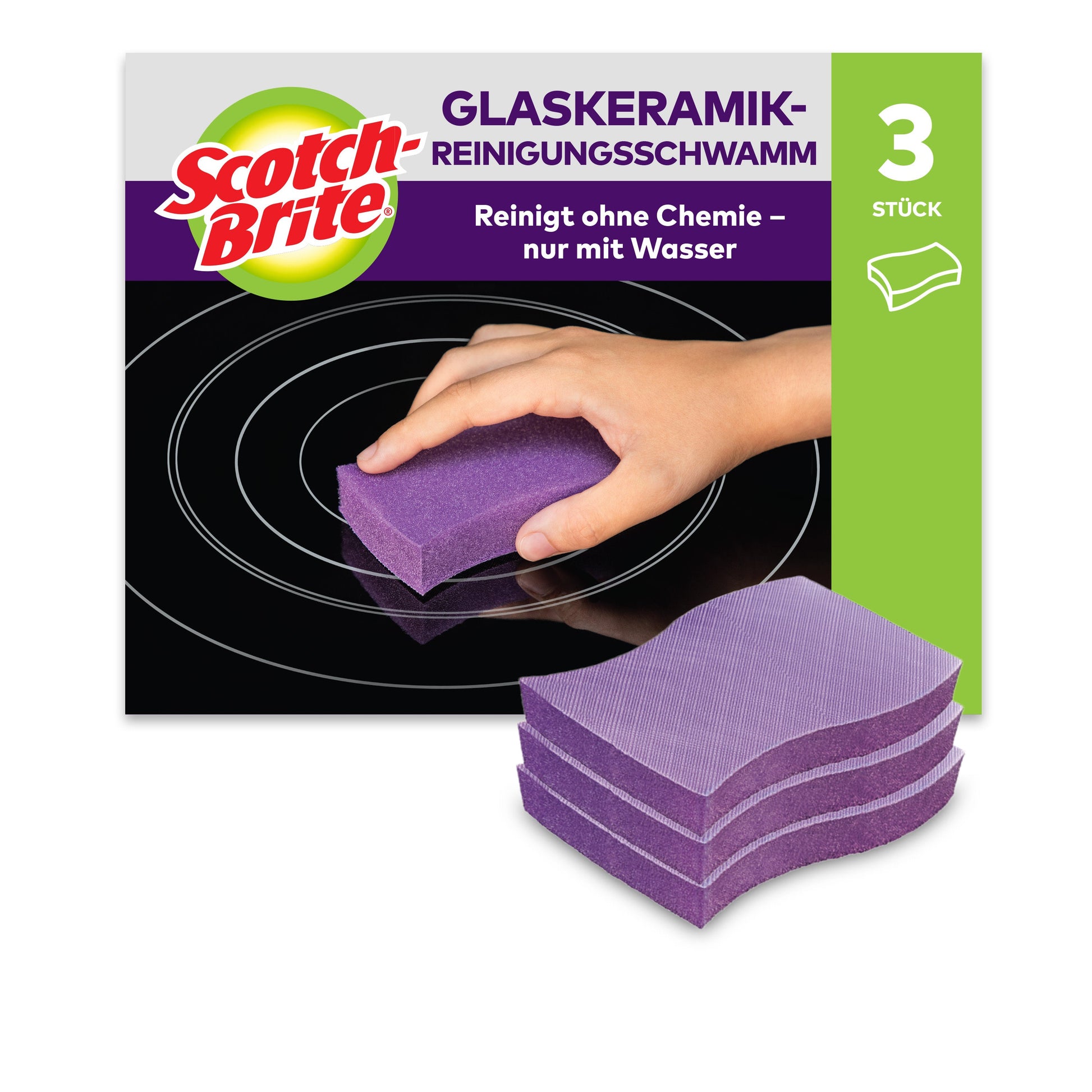 Scotch-Brite™ Glaskeramik-Reinigungsschwamm, 3 Stück pro Packung | Packung (3 Schwämme)-2