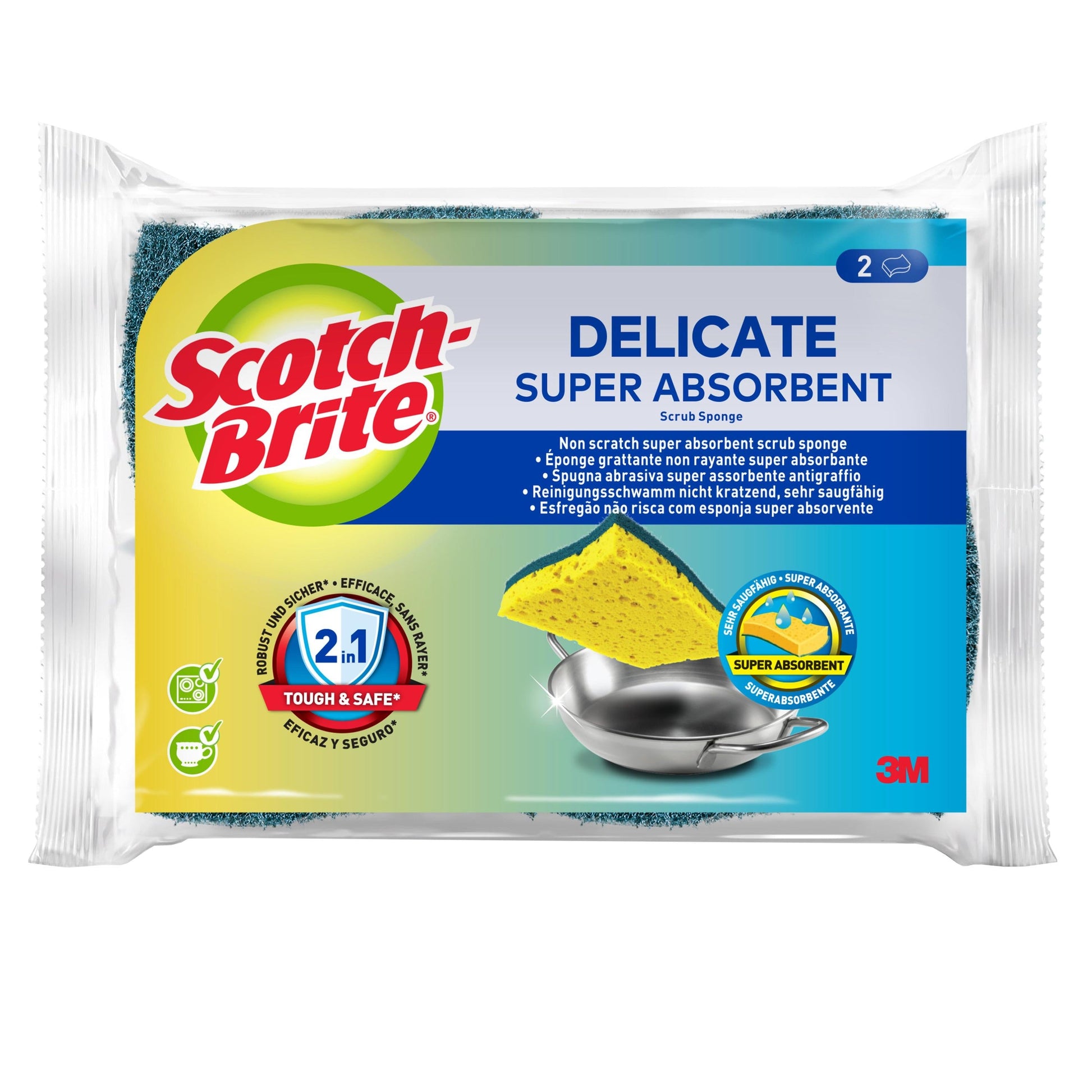 Scotch-Brite® Delicate nicht kratzender Naturfaser-Reinigungsschwamm, 2 Stück pro Packung | Packung (1 Stück)-1