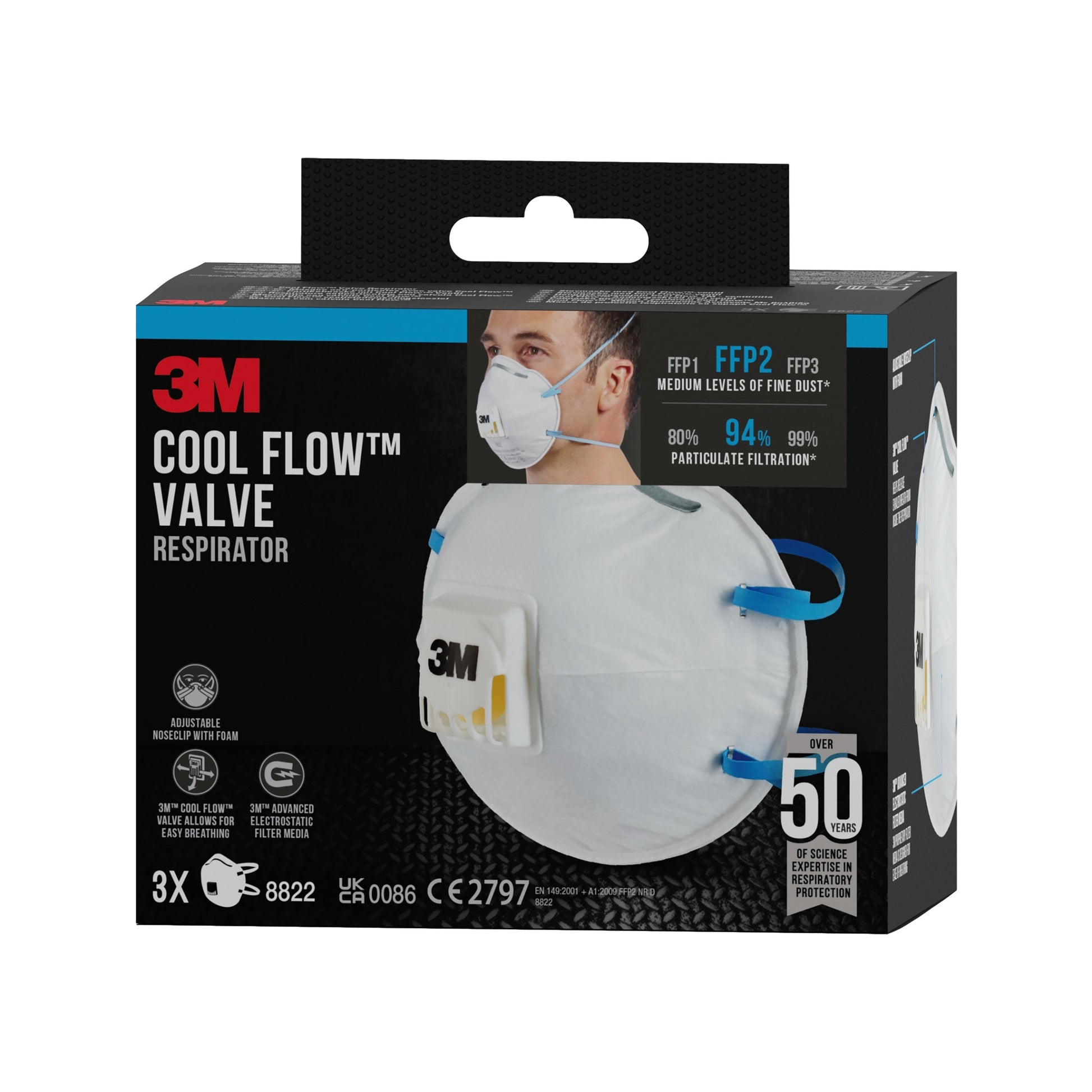 3M™ Cool Flow™ Partikelmaske 8822, FFP2, mit Ventil-16